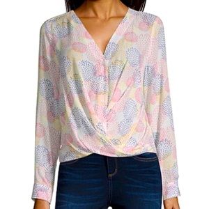 A.n.a. Front Twist Pastel Print Blouse